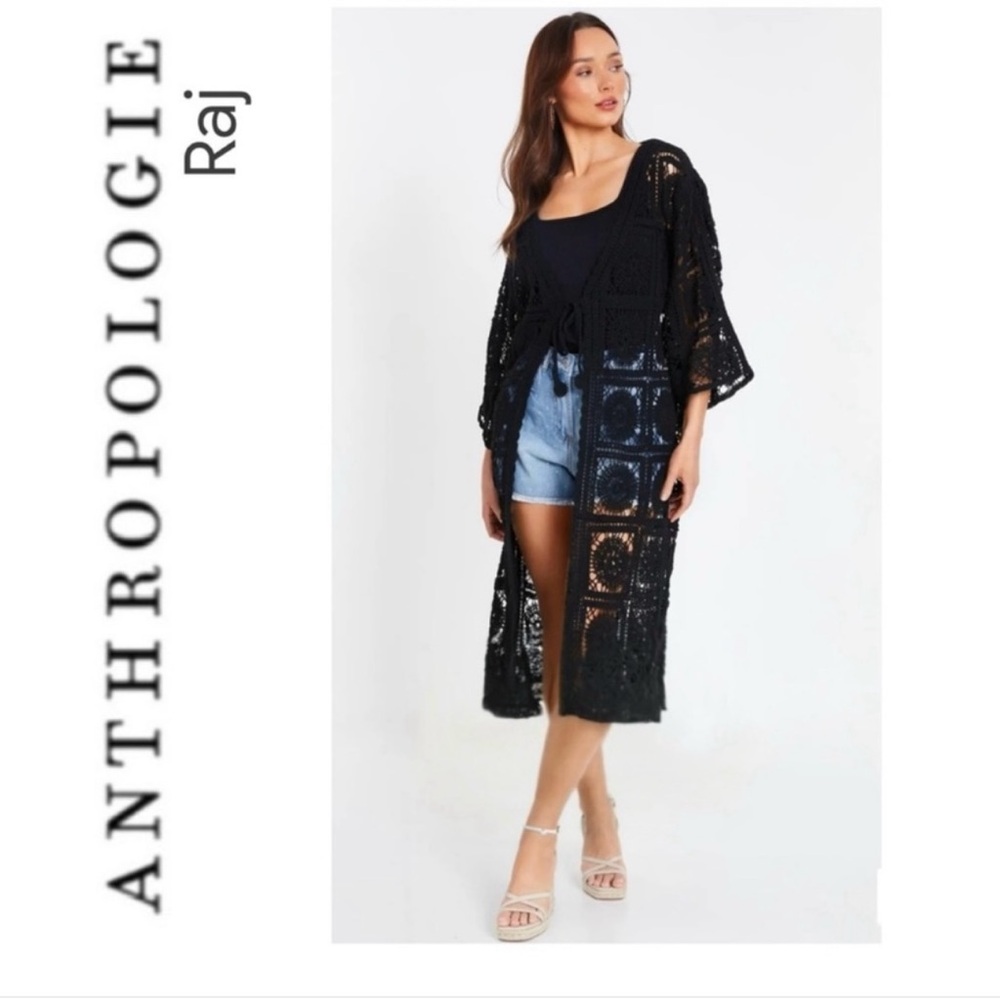Anthropologie Elegant Black Lace Kimono
